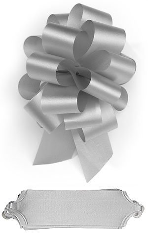 10 Silver Pull Bows 5.5 Inch Diameter 20 Loops Wrapping Wrap Ribbon Bow
