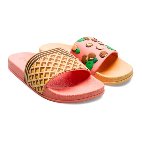 Dedoles Badeschuhe & Hausschuhe Damen Herren & Kinder Badesandalen lustige Designs Bücher Kaffee Party Pizza Fuchs Bär Lama Wolken Geschenk, Farbe: Nusskeks, Gr.: 36 EU 4