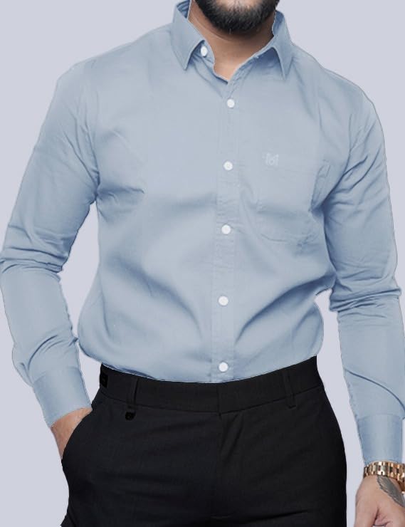 Image of Men's Slim Fit 100% Cotton Solid Full Sleeve Shirt | Premium Casual & Formal Wear for Men