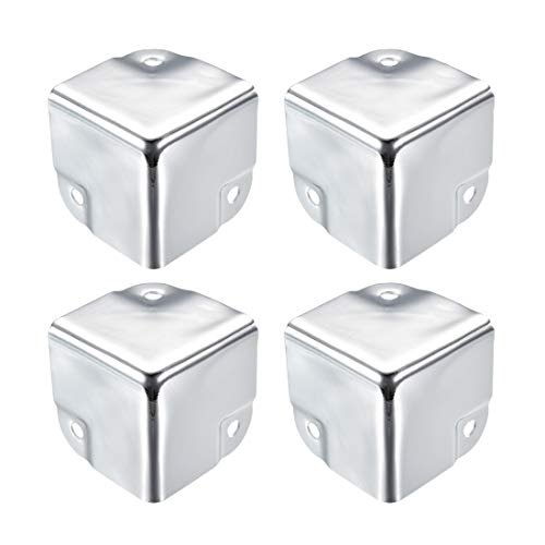 Image of uxcell Metal Box Corner Protectors Box Edge Guard Protector 35x35x35mm Silver Tone 4pcs for Table Corners and Desk Corners