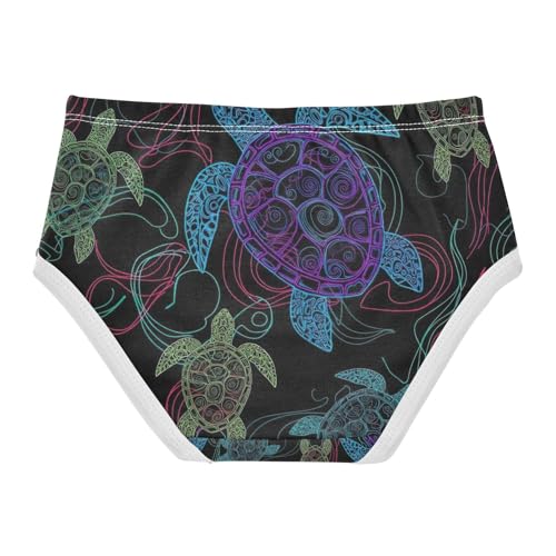Toddler Panties, Neon Sea Turtles Girls' Cotton Brief Underwear, 2T–8 Years2