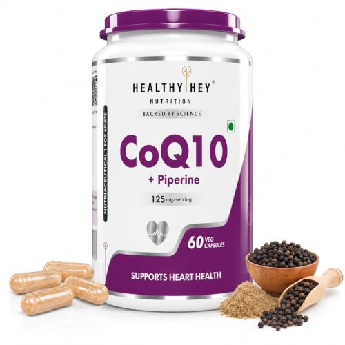 HealthyHey Nutrition High Absorption CoQ10 with BioPerine - 125 mg - 60 Capsules