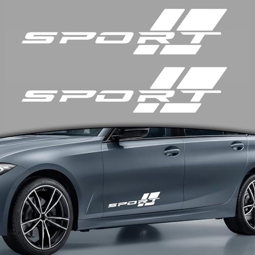 Image of Zhizhong Car Sport Decal,16 Inch Vinyl Sticker Fit for All Cars Side (2 pcs White)