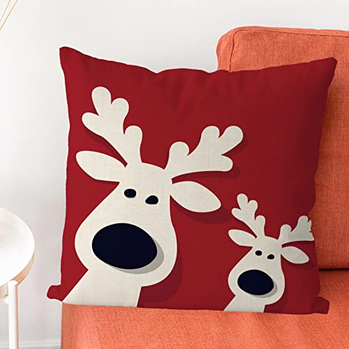 Gagec Christmas Pillow Covers 18X18 Inch Elk Deer Winter Throw Pillows Living Room Red Decorative Pillowcase Cushion Case For Sofa Couch Merry Christmas Home Decor #TOP1