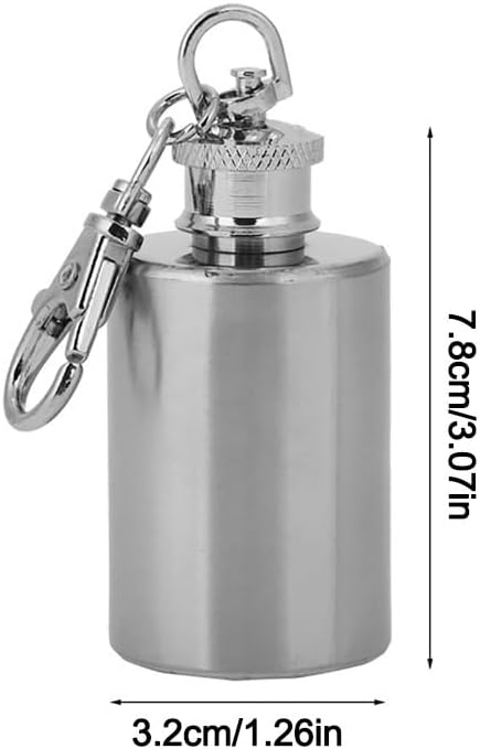 Hip Flask with Funnel,Stainless Steel Portable Wine Whiskey Liquor Bottle,Elegant Leakproof Pocket Flask,Silver(1OZ)