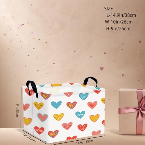 Image of Cute Heart Valentine's Day Basket Gifts Empty Storage Basket for Kid and Baby Room Decor (Colorful Heart)