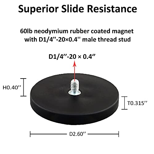 Ulibermagnet 60Lb Magnetic Tripod Head Base With D1/4-20 Male Thread, Soft Rubber, 2Pack Magnetic Mounting For Action Camera, Gopro And Security Camera #TOP1