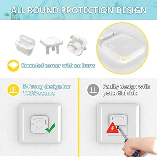 4our Kiddies Baby Proofing Outlet Covers (60 Pack) Electric Outlet Plug Covers for Child Safety, Baby Socket Cover Protector Cap to Prevent Child from Power Shock Hazard — view 5