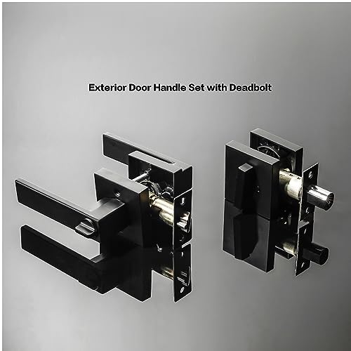 Exterior Door Lock Set with Deadbolt, Front Door Handle Set with Deadbolt, Door Levers Single Cylinder Deadbolt Set, Keyed Alike Heavy Duty Keyed Entry Handles Locksets,(Matte Black,2Pack)… by Cielsa Dawn - Image 6