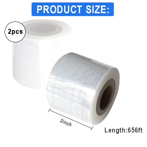 2 Pack Mini Stretch Wrap Film Unheated Shrink Wrap Roll for Bottles/Jars Seal Packing (2in*656ft)