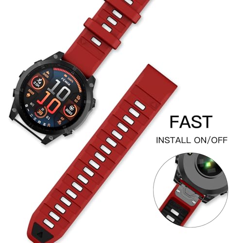 Image of OVERSTEP Compatible with Fenix 8 51mm Watch Bands, 26mm Soft Siliocne Strap for Garmin Fenix 5X /Fenix 5X Plus /Fenix 6X /Fenix 6X Pro /Fenix 7X /Fenix 7X Pro Smartwatch