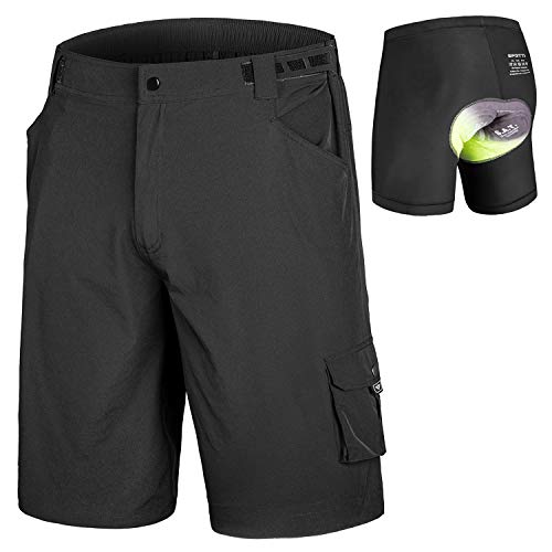 Men's MTB Shorts Padded Mountain Bike Shorts, Loose Fit Bicycle Baggy Shorts