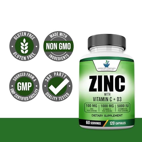 image for American Standard Supplements Zinc 100mg, Vitamin C 1000mg, and Vitami