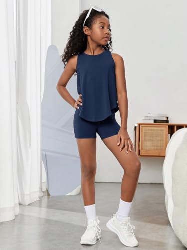 Image of BEAUDRM Girl's 2 Piece Workout Outfits Crop Top and Shorts Athletic Sets | Activewear Sets,Dance Sets,Tumbling Outfits,Hip Hop Dance Outfits,Cheer Practice Outfits for Girls