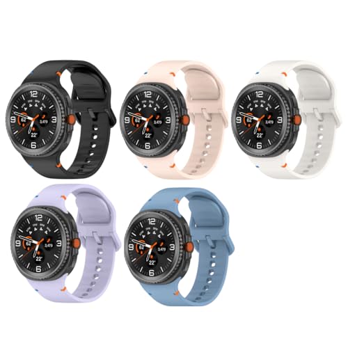 MoKo 5 Pack Correa Deportiva para Samsung Galaxy Watch 8 40mm 44mm/8 Classic 46mm/Galaxy Watch Ultra 2 47mm (2025), Pulsera de Silicona Suave de Recambio para Hombre Mujer, M/L, Multicolor C