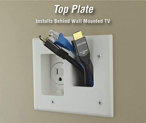 DataComm Electronics, Inc. 45-0023-WH Recessed Pro-Power Kit with Straight Blade Inlet - White, 2 gang with Power Kit