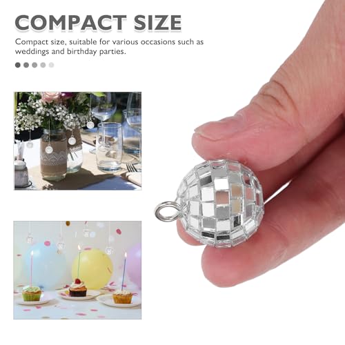 12 piezas de adornos de bola espejada: pequeñas bolas espejadas plateadas para decoración de fiestas temáticas de los años 70 miniatura 6