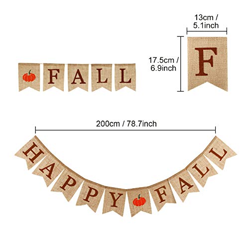 Whaline Happy Fall Pumpkin Burlap Banner Harvest Home Decor Bunting Flag Garland Party Thanksgiving Day Decoration #TOP1