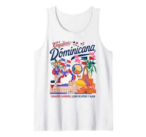 Disfraz de Bandera de República Dominicana para Mujer Dominicana Camiseta sin Mangas