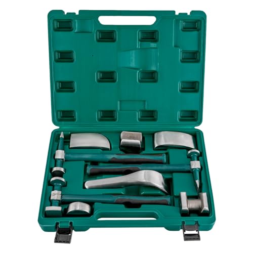 9Pcs Auto Body Panel Fender Hammer Dolly Set, Car Body Repair Tool Kit with Carrying Case, Sheet Metal Repair Tool Kit, Dent Repair Tools, Car Sheet Metal Shaping Movable Car Body Corrector Kit