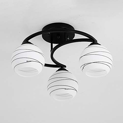 Miniatura 3 de CraftThink Lámpara colgante de techo semiempotrada, moderna pantalla de globo en cristal ópalo con marco de luna negra, luz colgante para cocina,