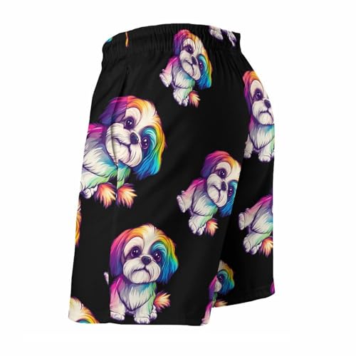 Colorful Shih Tzu Mens Swim Trunks Quick Dry Board Shorts Casual Swimsuit4