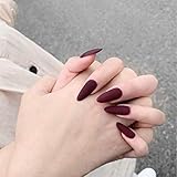 Easedaily Stiletto Press on Nails Red Fake Nails Matte False Nails Full Cover Nails for Women and...
