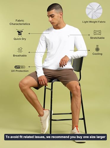 Image of TECHNOSPORT Men's Slim Fit Full Sleeve Crew Neck T-Shirt, COTFLEX Quick Dry Moisture Wicking Stretchable Sports Gym and Casual Wear