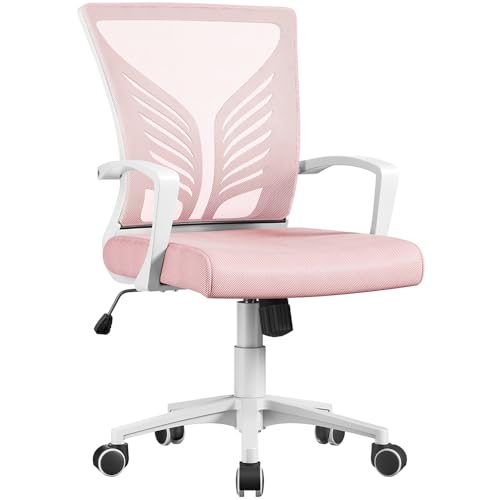 Yaheetech Chaise Bureau Ergonomique en Maille Respirante, Fauteuil d'Ordinateur Inclinable avec Support Lombaire à roulettes Pivotante, Siège Bureau en...