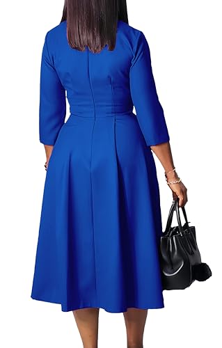 Image of Wear to Work Midi Dress for Women Business Casual A-line Dress Elegance Church Outfits