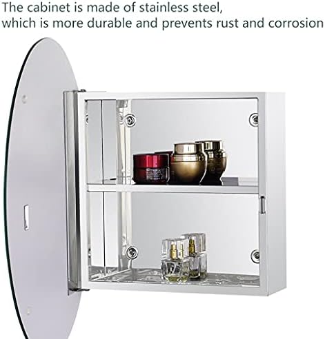 Bathroom Toilet Mirror Cabinet, Bathroom with Mirror Door, Wall Cabinet, Aluminum, Hanging Cabinet, Hanging Double Shelf for Storage,Silver-60 * 60cm