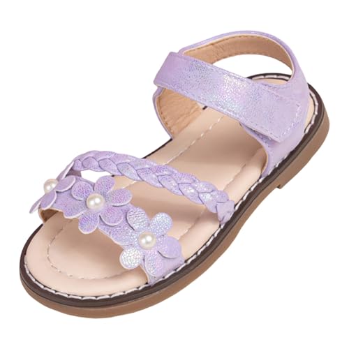 IWIHMIV Toddler Girls Sandals Open Toe Kids Dress Summer Flat Sandals Cute Flower Girl Soft Bottom Non Slip Shoes