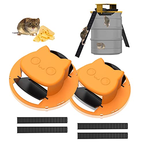 2 pcs Mouse Traps Bucket, Reusable Flip Mice Traps Indoor, Outdoor Humane Rat Lid Trap, Auto Reset Multi Catch, Compatible 5 Gallon Bucket Mouse Trap - Double Door