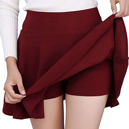 Image of Mehrang Spandex Women's Classic Stretchy All Time Trendy Skater Skirt with Attached Inner Shorts and Flared Inskirt