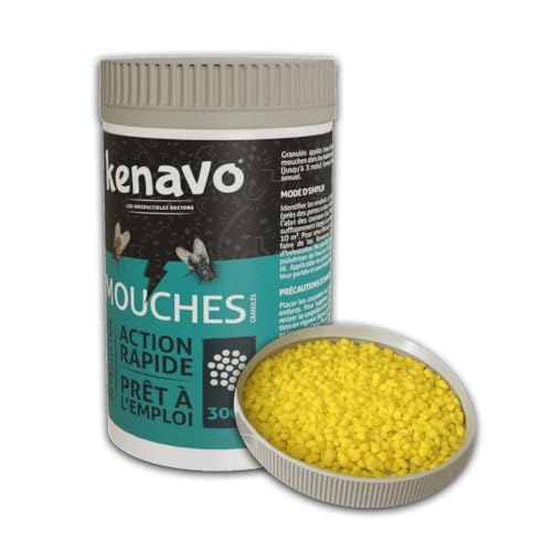 Granulés Anti-Mouches 300g KENAVO | Insecticide en granulés pour mouches et moucherons | Action rapide et prêt à l’emploi | Usage intérieur | Jusqu’à...