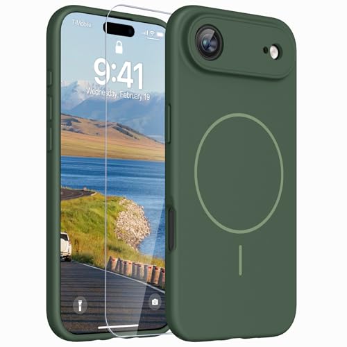 Image of Magnetic for iPhone Air Case,Shockproof Matte Cover,Dark Green | with Screen Protector,Compatible with MagSafe,Military Grade Drop Protection,Full Camera Protection,Non-Slip Design Case