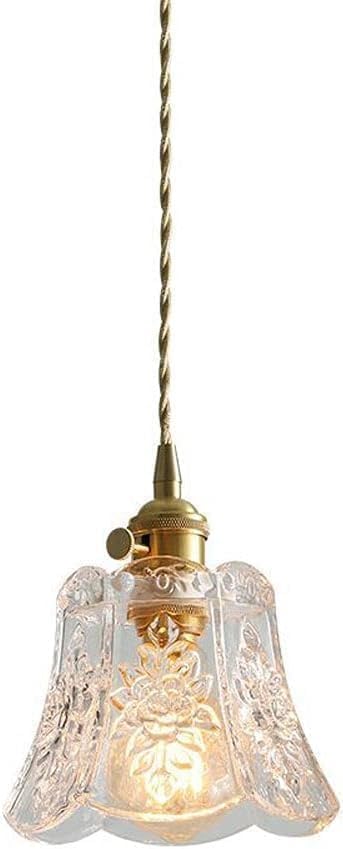 Luminaire de plafond suspendu en or vintage et verre ciselé d'exception