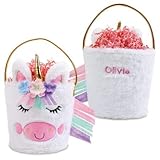 Lillian Vernon Personalized Plush Unicorn Easter Basket Tote - 13' H
