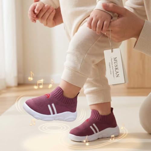 Image of Infant Shoes for Baby Boys & Girls | Musical Sound Walking Shoes | First Walker Shoes for Toddlers | Lightweight Breathable Knit Sneakers | Soft Sole Comfortable Slip On Shoes for Newborns, Babies & Kids