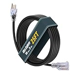 Ultra Explorer 10 Gauge Heavy Duty Outdoor Extension Cord 25 FT, Waterproof Exterior Extension Cable with Lighted, 3 Prong Appliance Power Cord Outside, SJTW, 125 VAC, 15 Amp, 1875 Watts, Black
