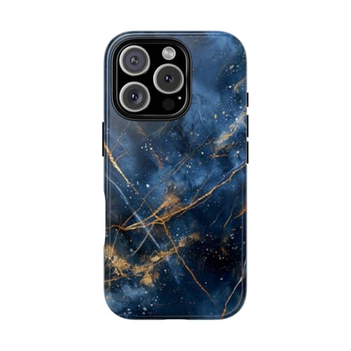 Coque marbre bleu iPhone 16 Pro au design luxueux et finition brillante éclatante