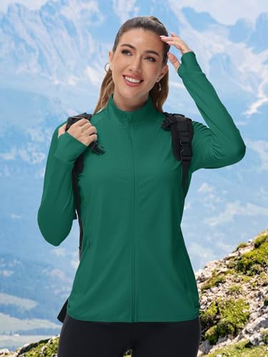 Tacvasen TCLT-713-W658-E-GREEN-2XL Women'S Athletic Jacket Lightweight Uv Protection Shirts Full Zip Workout Jackets Upf 50+ Long Sleeve Green Shirt thumb #4