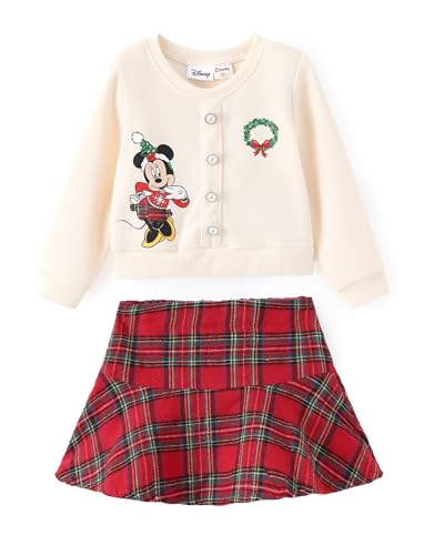 Image of Disney Frozen Elsa Minnie Princess Girl Outfit Knit Top & Tweed Skirt Set 2-13Y