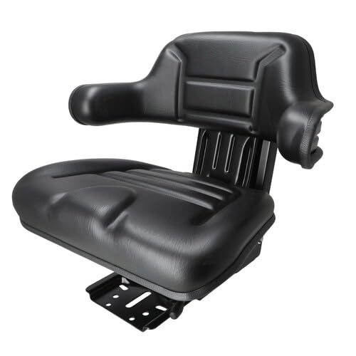 Grammer Style Vinyl Black Seat Assembly - Fits Massey Ferguson 165/135/50, John Deere 2030/2040, Ford 2600/4000/4600/6610/7610/2000/3600/4110/5610, FIAT, Kubota, Massey Harris