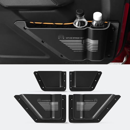 AIGMUX 4PCS Front and Rear Storage Pockets for Ford Bronco 2/4-Door 2021 2022 2023 2024 2025 Side Organizer Box Cup Holder Organizer Box for Bronco Accessories