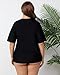 Halcurt Women's Plus Size Rash Guard Short Sleeve Swim Shirt with Built in Bra UPF50+ Sun Protection Swimsuit Top All Black Built in Bra 3X