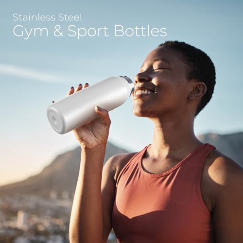Image of SipX 32 oz Stainless Steel Insulated Water Bottle with Leakproof Lid & Carry Hook - Triple Insulated - Cold 24 Hours /Hot 12 Hours - Perfect for Gym, Work, Sports, Travel - White