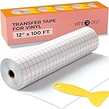 HTVRONT Transfer Tape for Vinyl - 12' x 100 FT w/Red Alignment Grid Transfer Paper, Medium Tack Vinyl Transfer Tape with Easy to Release for Crafts Signs Stickers Decals Walls Doors & Windows