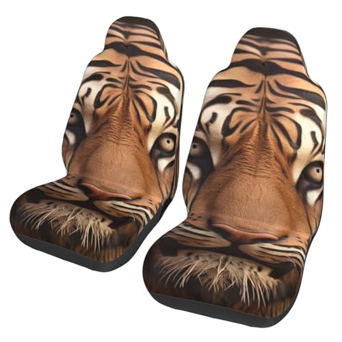 Housse de siège avant de voiture en maille respirante 3D motif tigre pour auto et SUV | Lot de 2