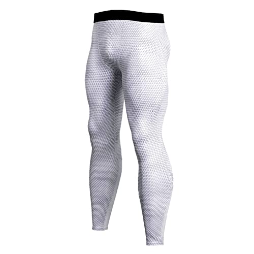 Take Idea Pantalon de compression pour homme - Tendance - Motif serpent - Pantalon de fitness - Stretch - Respirant - Doux - Confortable - Pantalon de ski - Pantalon de course, Blanc., M Cover